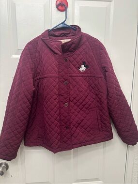 Covington Quilted Maroon Puffer Jacket with Mickey Embroidery